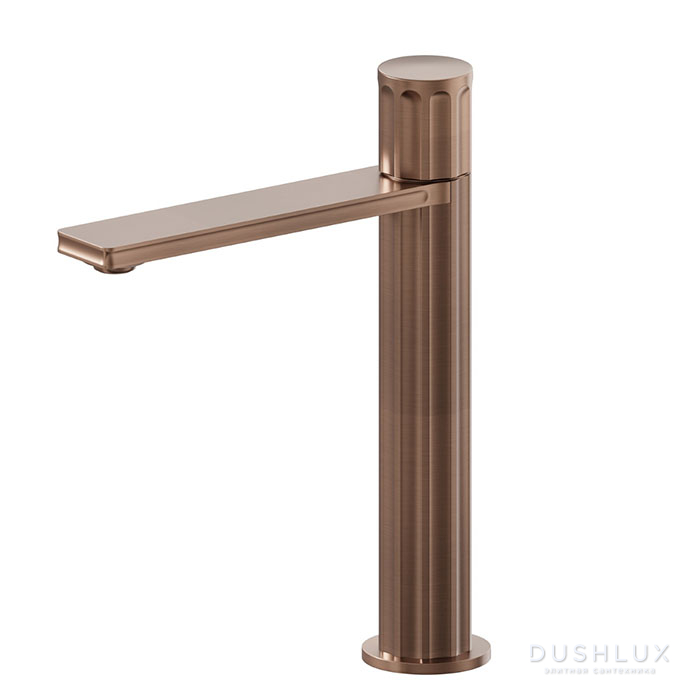Фото Newform Ionika Смеситель для раковины, высокий, 1 отв., цвет: PVD Br. Copper Bronze