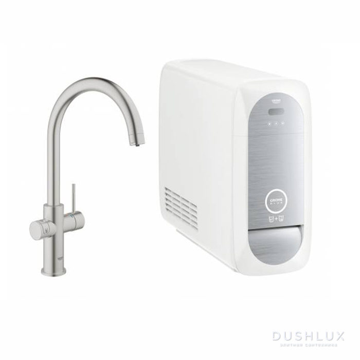 Фото Grohe Blue Home Смеситель для кухни с фильтрацией, охлаждением и газированием воды, цвет: сталь
