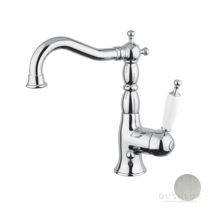 Фото Bugnatese Oxford Смеситель для раковины, 1 отв., с донным клапаном, цвет: брашированный никель
