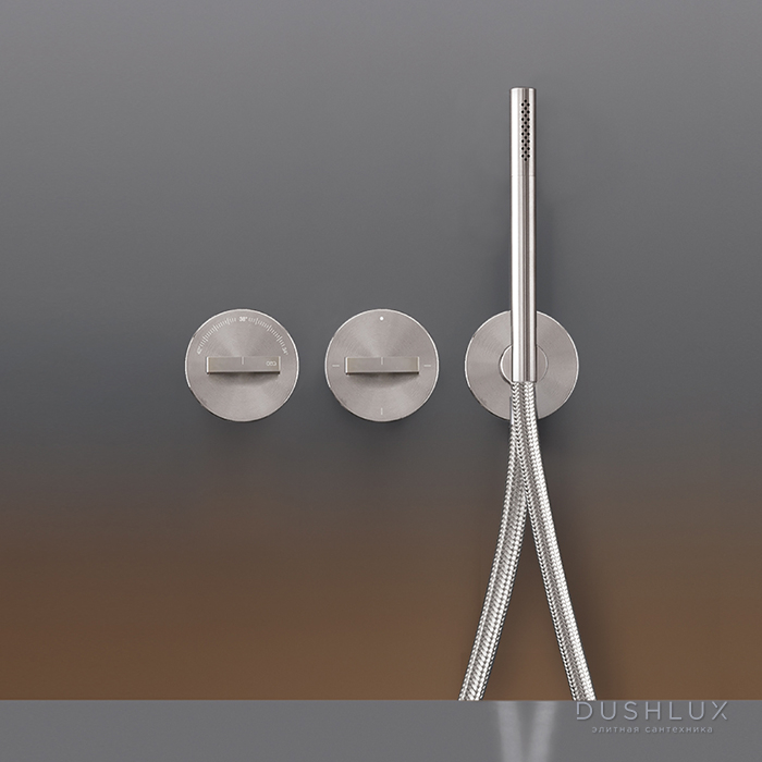 Фото CEA Design BAR Смеситель для ванны/душа, настенный, термостатический, с ручным душем, цвет: нержавеющая сталь