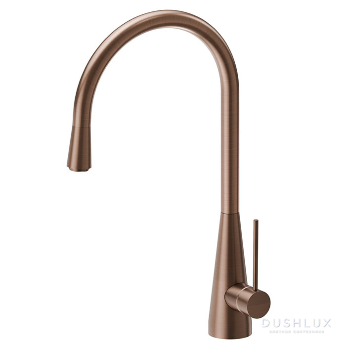 Фото Newform Ycon Смеситель для кухни, на 1 отв., круглый излив, цвет: brushed copper bronze