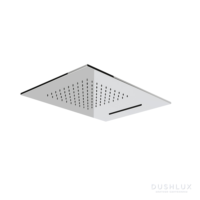 Фото Gessi Emporio shower Верхний душ 50х38см., потолочный, с функцией ТРОПИЧЕСКИЙ ЛИВЕНЬ/ВОДОПАД, цвет: Steel Brushed