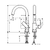 Hansgrohe Vernis Shape Смеситель для раковины 230, на 1 отв, с донным клапаном, излив 166мм, h200мм, цвет: хром