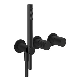 Gessi Habito Смеситель для душа, встраиваемый, на 2 выхода, с ручным душем, цвет: черный матовый