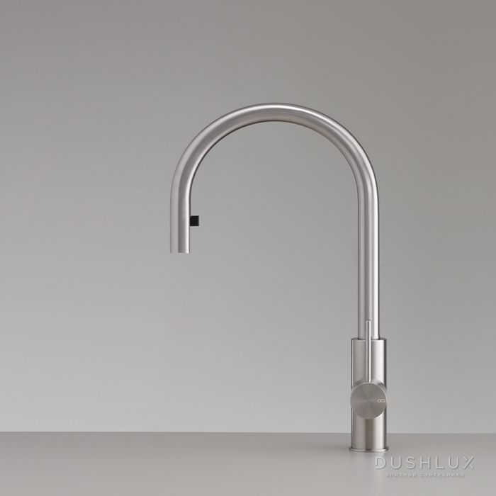 Фото CEA Design MILO360 Смеситель для кухни, 1 отв., с вытяжным ручным душем и поворотным изливом, цвет: нержавеющая сталь