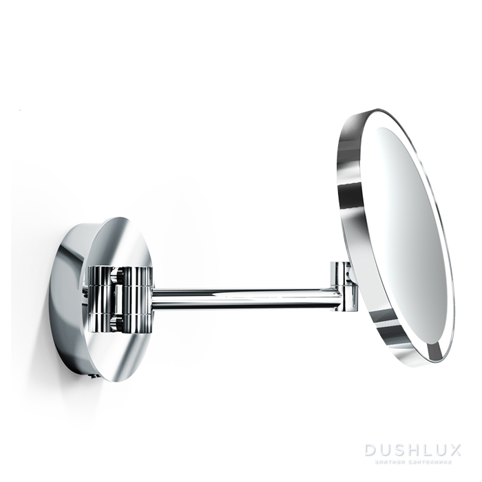 Фото Decor Walther Round Just Look WR Косметическое зеркало 21.5см, подвесное, увел. 5x, подсветка LED на аккумуляторе, цвет: хром