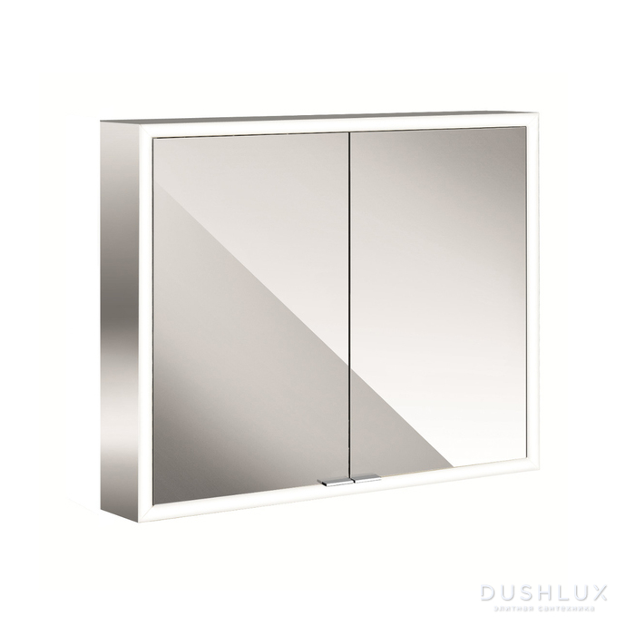 Фото EMCO Prime Зеркальный шкаф 80x70см., с подсветкой, навесной, 2 двери, 2 полки, розетка, цвет: белый