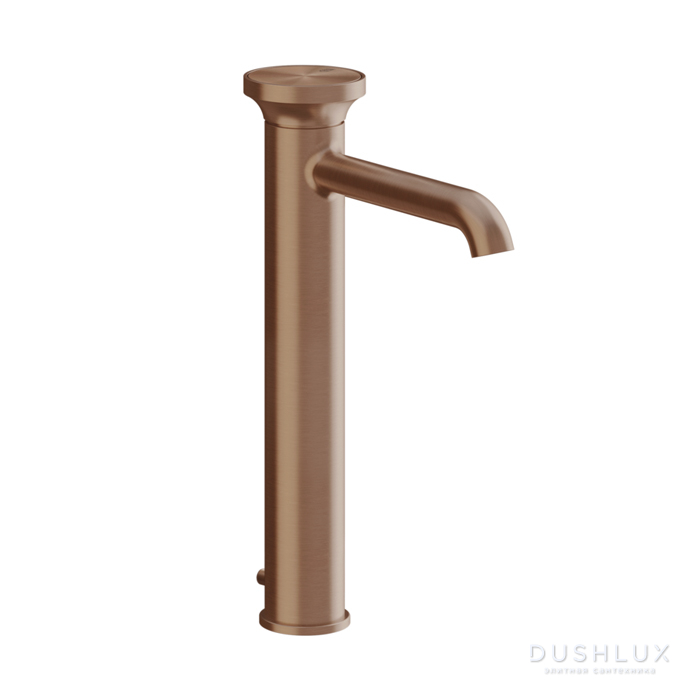 Фото Gessi Origini Смеситель для раковины, 1 отв., высокий с донным клапаном, цвет: Copper Brushed PVD