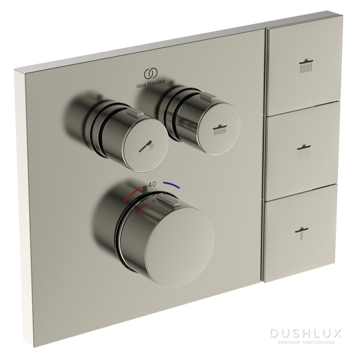 Фото Ideal Standard Ceratherm Navigo Solos Смеситель для душа, встраиваемый, термостатический, цвет: PVD Silver Storm (Серебряный Шторм)