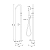 CEA Design GRADI Смеситель для ванны 98.5см., напольный, прогрессивный, с ручным душем, цвет: нержавеющая сталь/черный