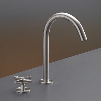 CEA Design CROSS Смеситель для раковины, 2 отв., прогрессивный, с поворотным изливом, цвет: нержавеющая сталь
