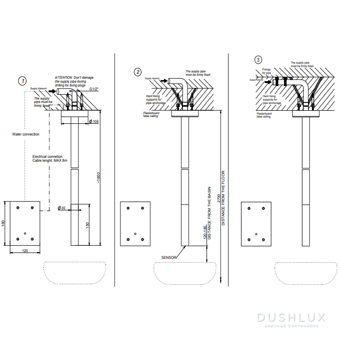 Gessi Anello Смеситель для раковины, потолочный, электронный, с кран ...