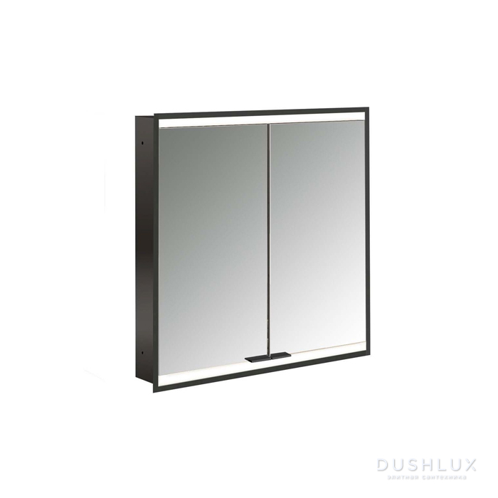Фото Emco Prime Зеркальный шкаф 60см., с подсветкой LED2 Facelift встраив. модель, 1-дверка, IP 20, цвет черный зеркальная задняя стенка