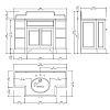Devon&Devon Flair Тумба под раковину 128x102см., со столешницей из мрамора Calacatta Borghini и раковиной White50, цвет: Off White