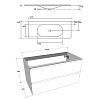 Dushlux Bevel Тумба подвесная 102x52см, с раковиной, 2 ящика, цвет: белый глянцевый