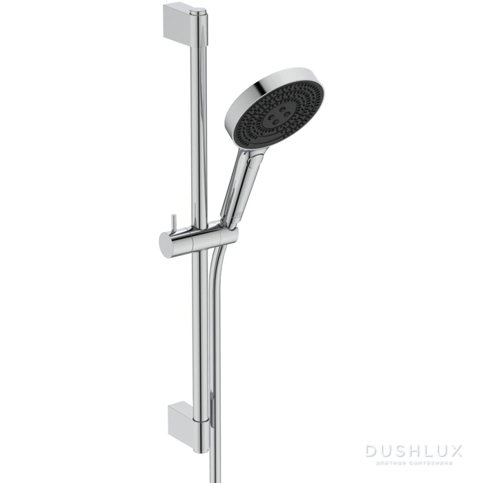 Фото Ideal Standard Solos Душевой гарнитур со штангой 60cм., Металлическая штанга и держатель ручного, 3-функциональный (Rain, Silkrain, Active) ручной душ, шланг 175см, цвет: хром