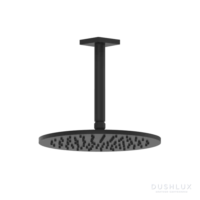 Фото Gessi Rilievo Потолочная душевая головка шарнирная на 1/2", Ø250мм, длина изгот. под заказ (105 - 1855мм), цвет: nero XL