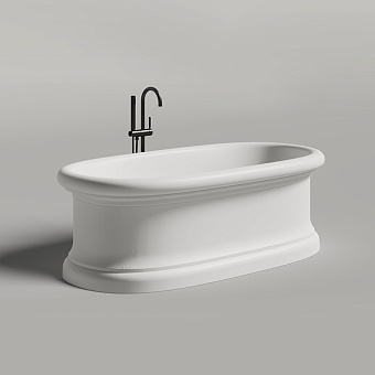 Salini Opera Ванна 180x90x60см., отдельностоящая, S-Stone, с донным клапаном "Up&Down", сифоном, слив-переливом, опорами, цвет: белый матовый