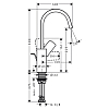 Hansgrohe Vivenis Смеситель для раковины, на 1 отв., с поворотным изливом, с донным клапаном, цвет: черный матовый