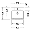 Duravit Vero Air Раковина 50х47 см, подвесная, без перелива, c 1 отв., шлифованная, цвет: белый