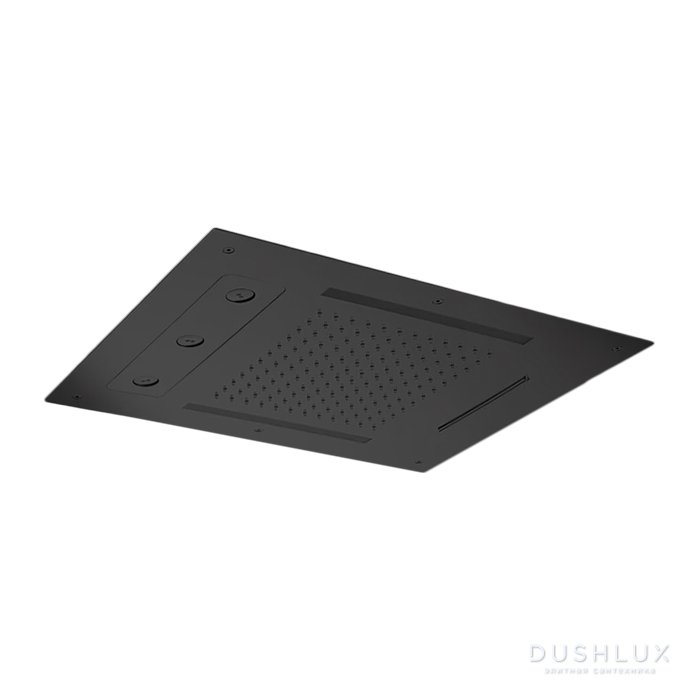 Фото Almar Spin Temptation Верхний душ 48x63см., потолочный, 3 режима, хромотерапия, цвет: Black Absolute Brushed PVD