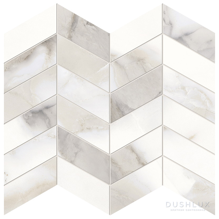 Фото Provenza Unique Marble Керамогранит 30x30x0.95см, глазурованный, универсальная, цвет: Mosaico Arrows Calacatta Regale Lappato