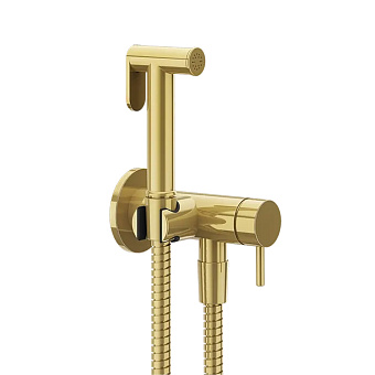 Gessi Transparenze Гигиенический душ, с настенным держателем, запорным краном, с шлангом 125cм. и подводом воды, цвет: Gold PVD