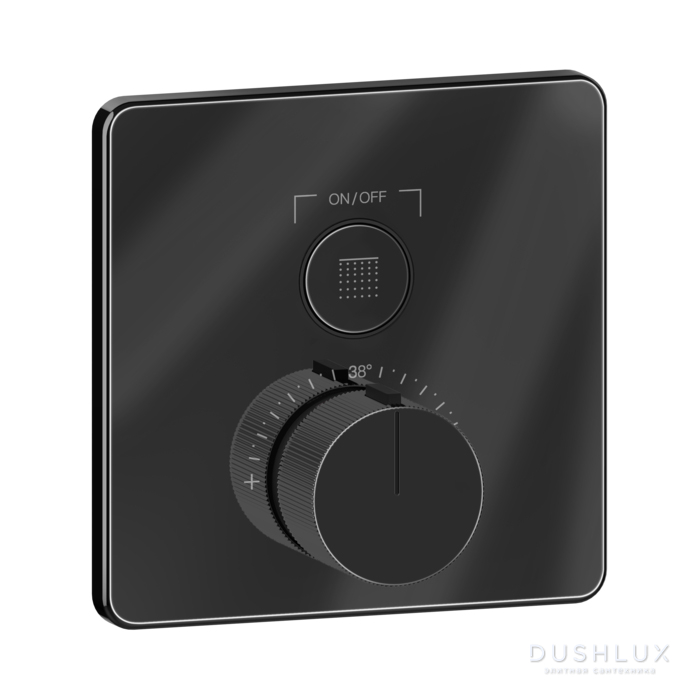 Фото Gessi Hi-Fi Comfort Смеситель для душа, встраиваемый, термостатический, с 1 запорной кнопкой, цвет: Black Metal PVD