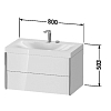 Duravit XViu Тумба подвесная 80x48x50.3см с раковиной, с 2 выдв ящик,  без перелива, с 2 отв под смес., цвет: dark brushed oak/чёрный матовый