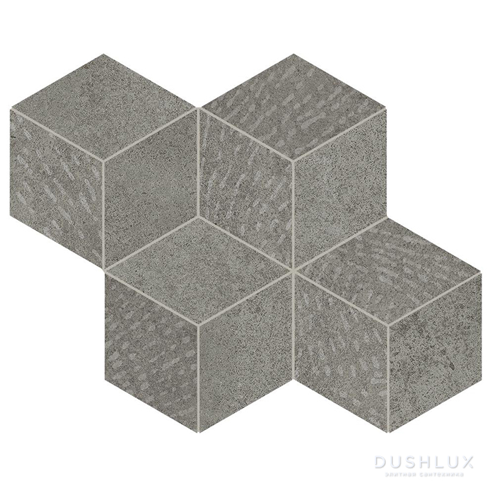 Фото Lea Ceramiche Concreto Керамогранит 35x30.5см, универсальный, неглазурованный, мозаика cube mix, цвет: сoncreto medium/матовый