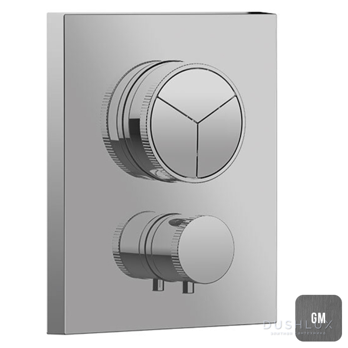 Фото Almar Push Square Core Смеситель для душа, встраиваемый, термостатический, цвет: Gun Metal Brushed PVD