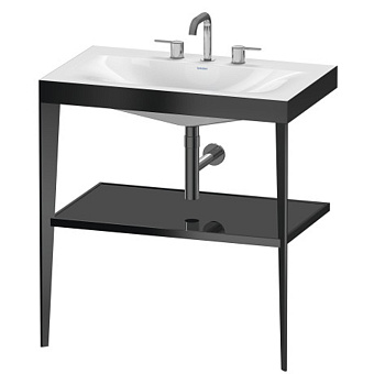 Duravit XViu Консоль напольная, 80x48x85см с полкой, с раковиной без перелива, 3 отв., цвет: black matt/black high gloss lacquer